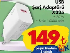 NEOWİSE USB ŞARJ ADAPTÖRÜ X225 fiyat ve kampanya bilgisi